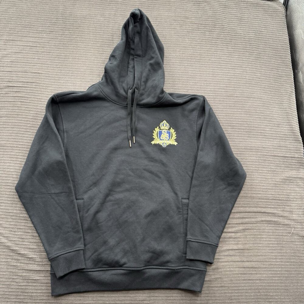 Scotch & Soda Relaxed Fit Graphic Fleece Hoodie Men Medium Black Long Sleeve.